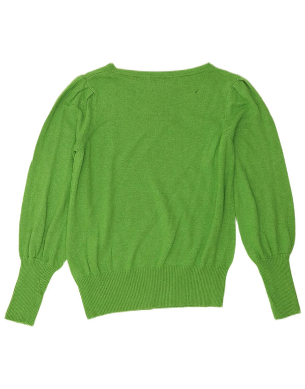 Marks & Spencer Womens Boat Neck Jumper Sweater UK 14 Large Green Viscose
