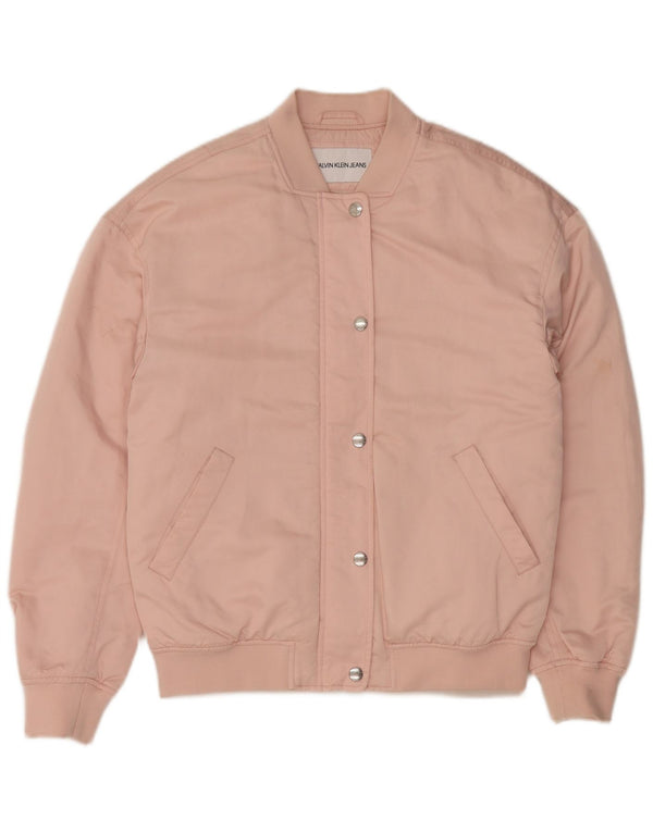 CALVIN KLEIN JEANS Womens Oversized Bomber Jacket UK 10 Small Pink