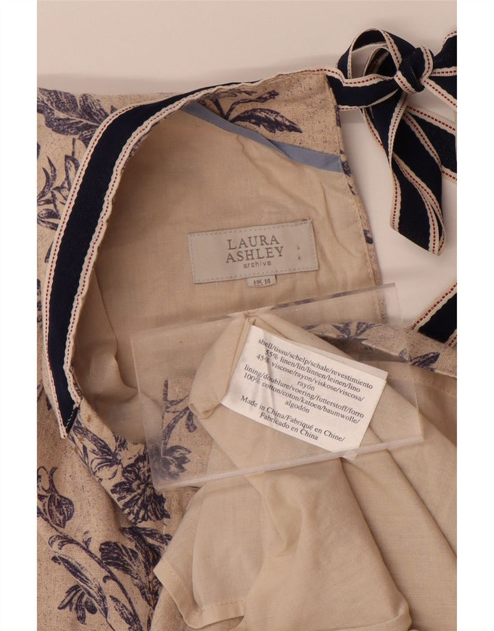 LAURA ASHLEY Womens Sleeveless Sheath Dress UK 14 Large  Beige Floral