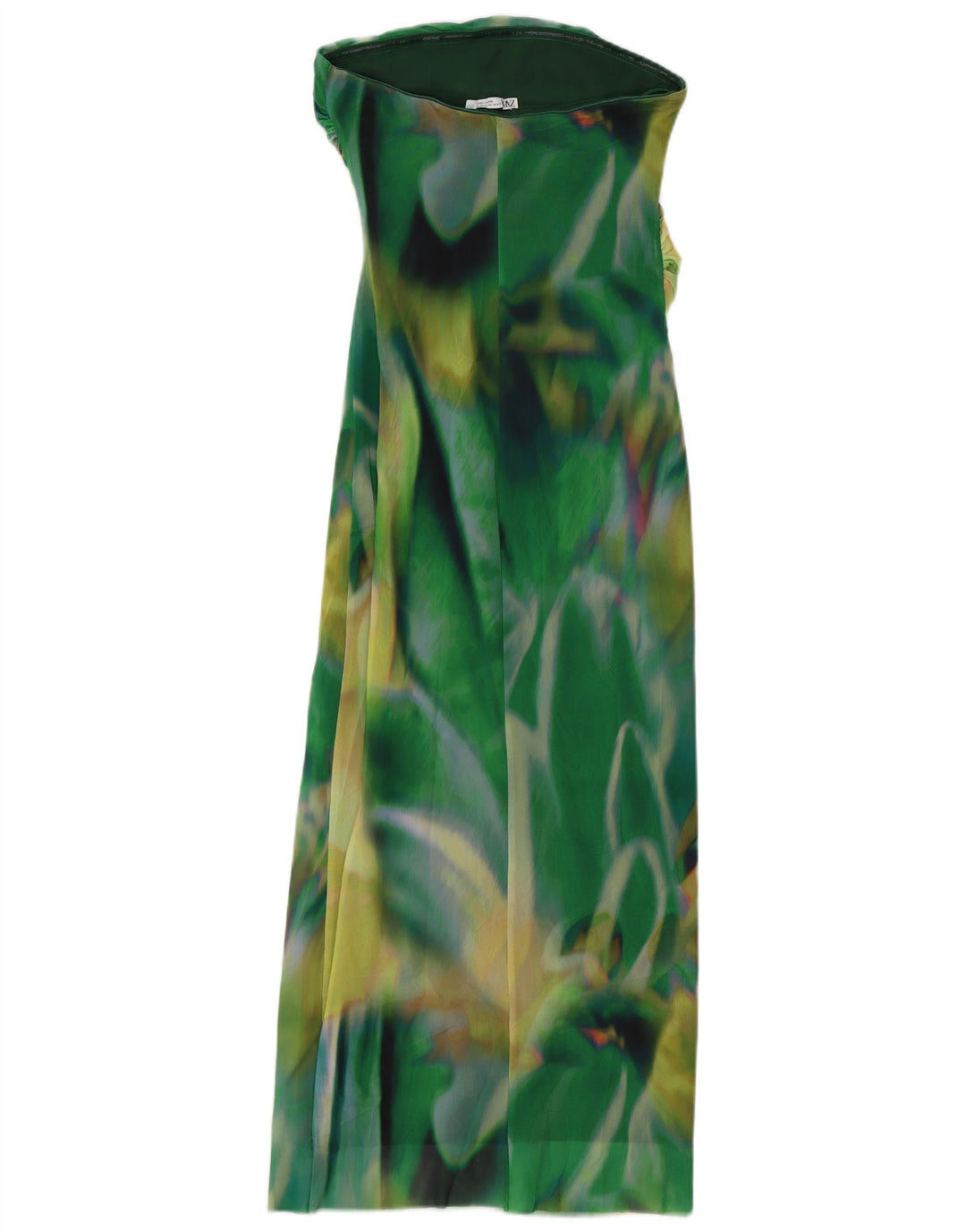 ZARA Womens Abstract Pattern Maxi Strapless Dress UK 12 Medium Green