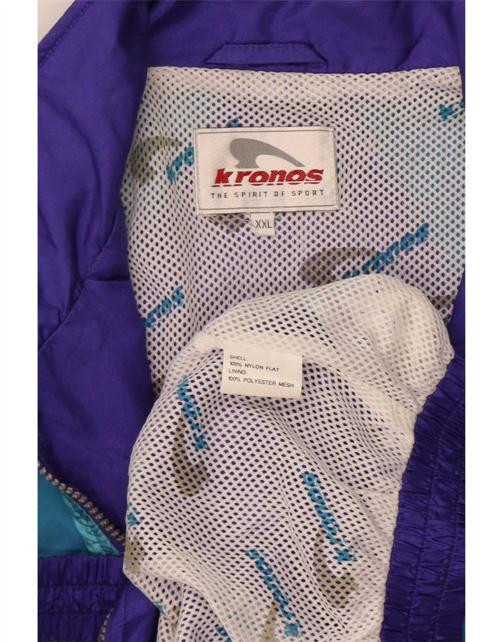 Kronos Mens Tracksuit Top Jacket 2XL Purple Colourblock Nylon