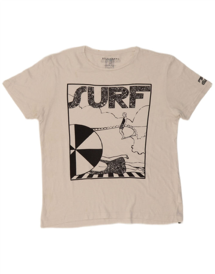 BILLABONG Mens Graphic T-Shirt Top XL White Polyester