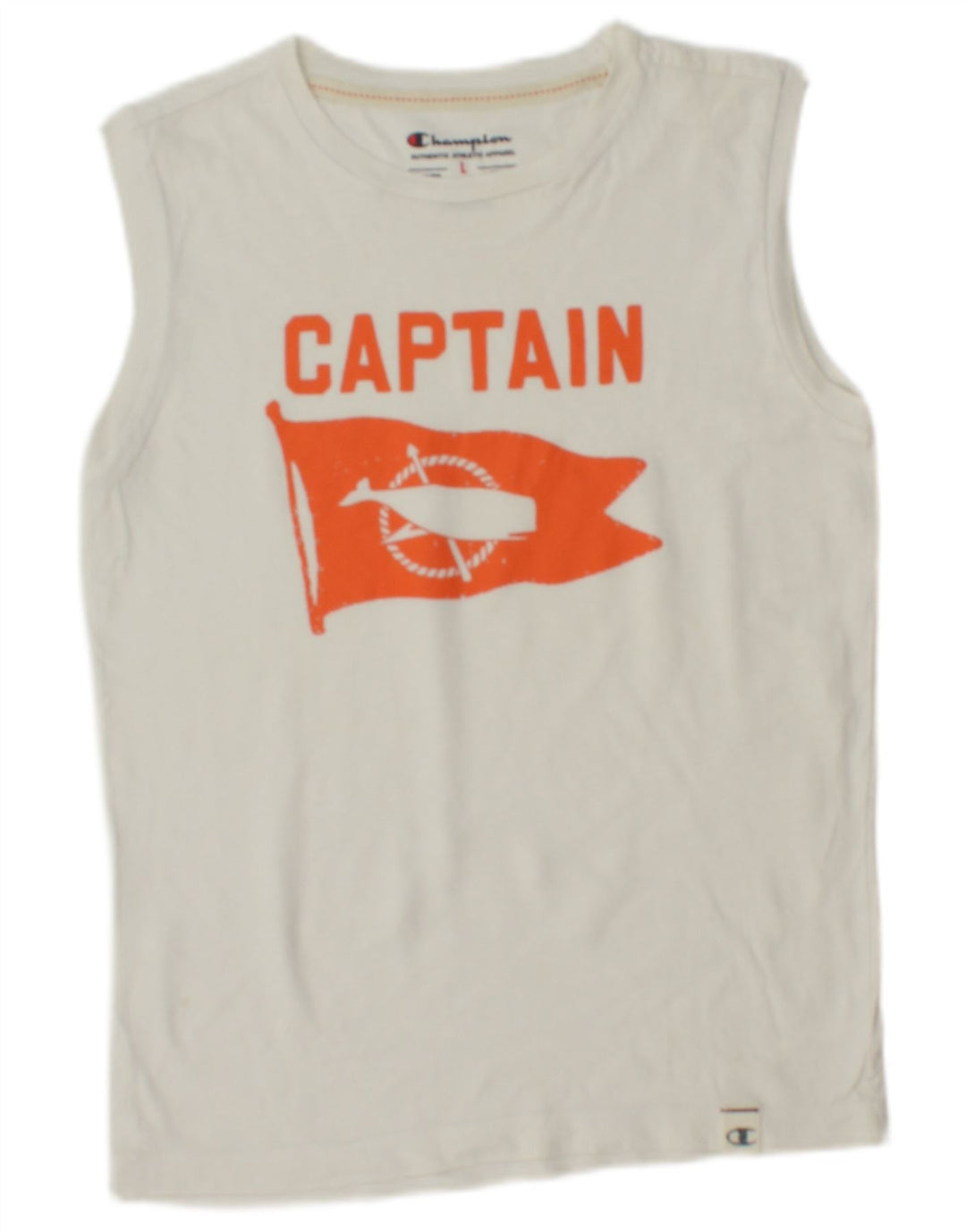 CHAMPION Boys Graphic Vest Top 11-12 Years Large White