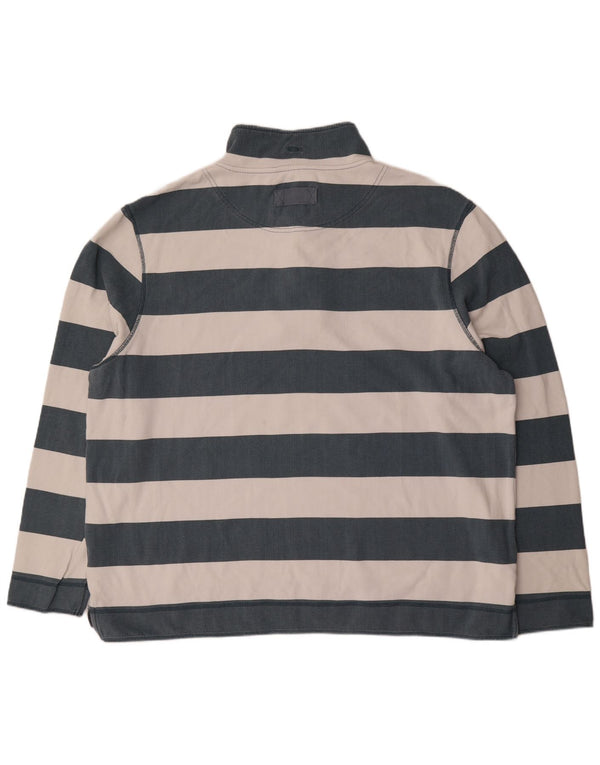 Weird Fish Mens Zip Neck Sweatshirt Jumper 4XL Blue Striped Cotton