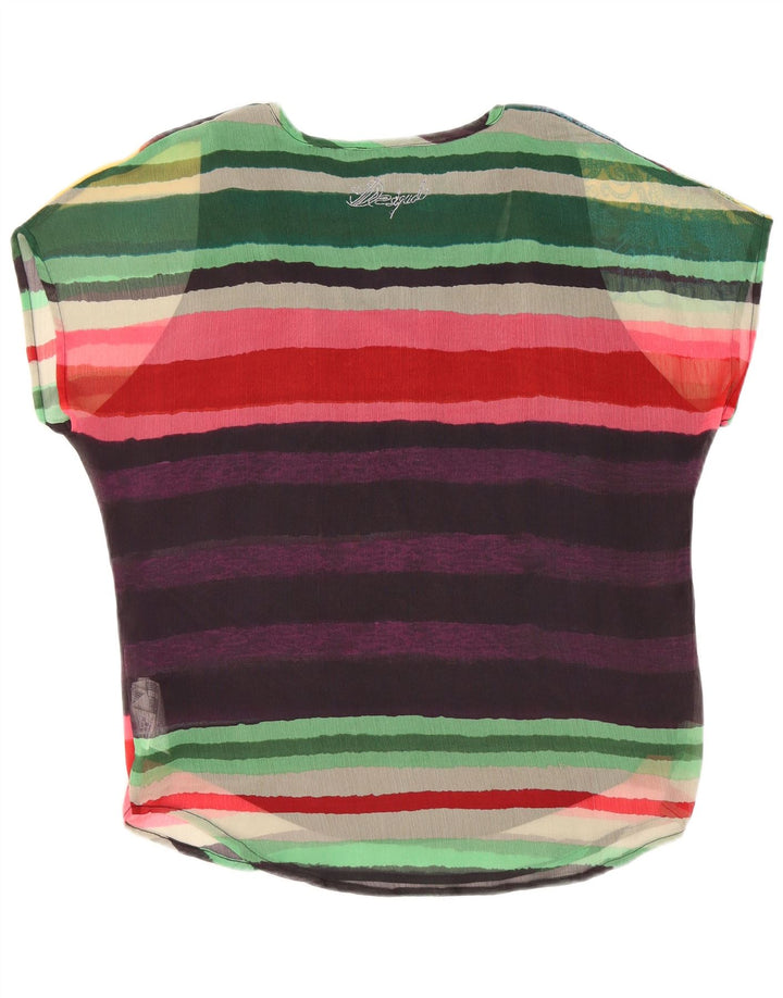 DESIGUAL Womens Oversized Blouse Top UK 10 Small Multicoloured Striped
