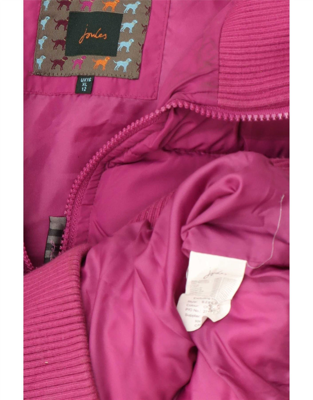 Joules Womens Padded Gilet UK 16 Large Pink Polyester