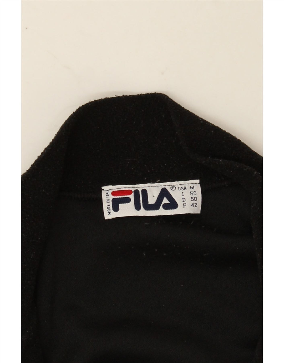 FILA Mens Zip Neck Fleece Jumper Medium Black Vintage Fila and Second-Hand Fila from Messina Hembry 