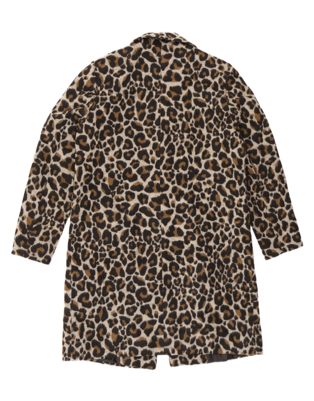 Topshop Womens Oversized Overcoat UK 10 Small Brown Animal Print Polyester