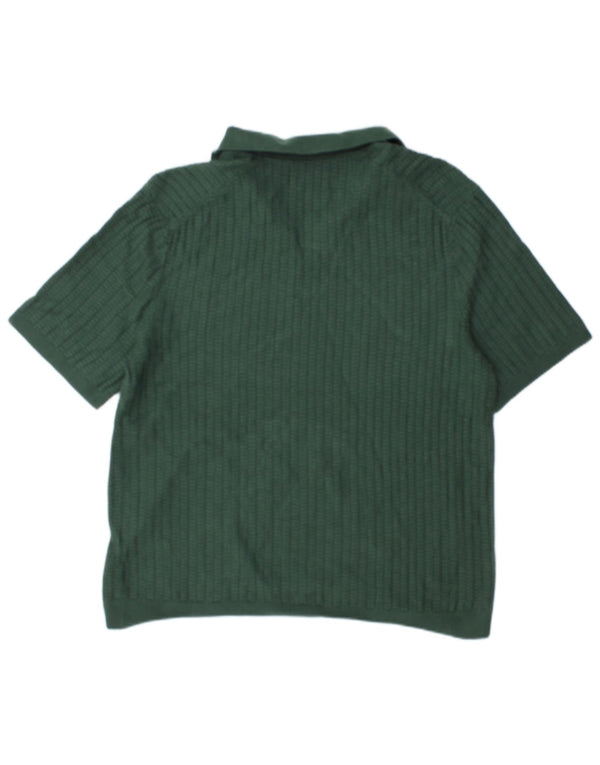 Abercrombie & Fitch Mens Short Sleeve Polo Neck Jumper Sweater Large Green