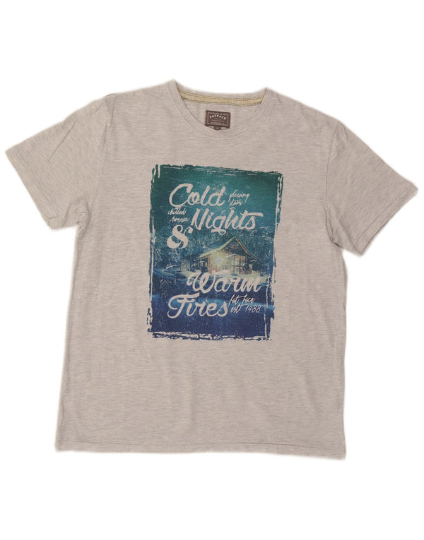 Fat Face Mens Graphic T-Shirt Top Medium Grey Cotton