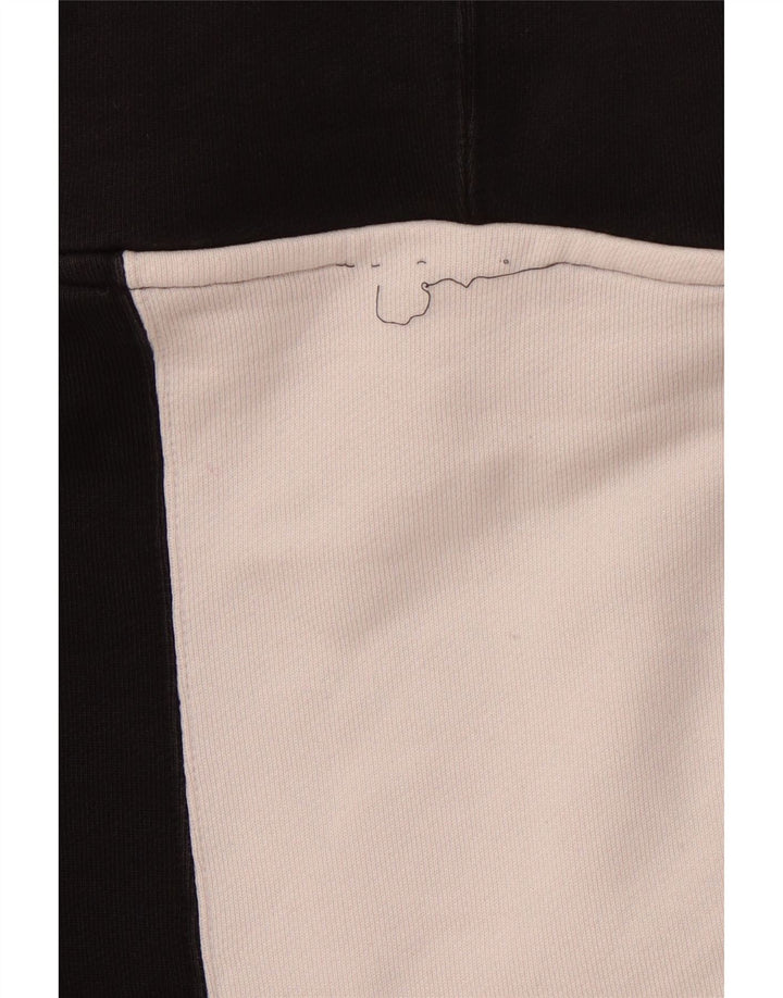 ADIDAS Mens Graphic Hoodie Jumper Large Black Colourblock Cotton