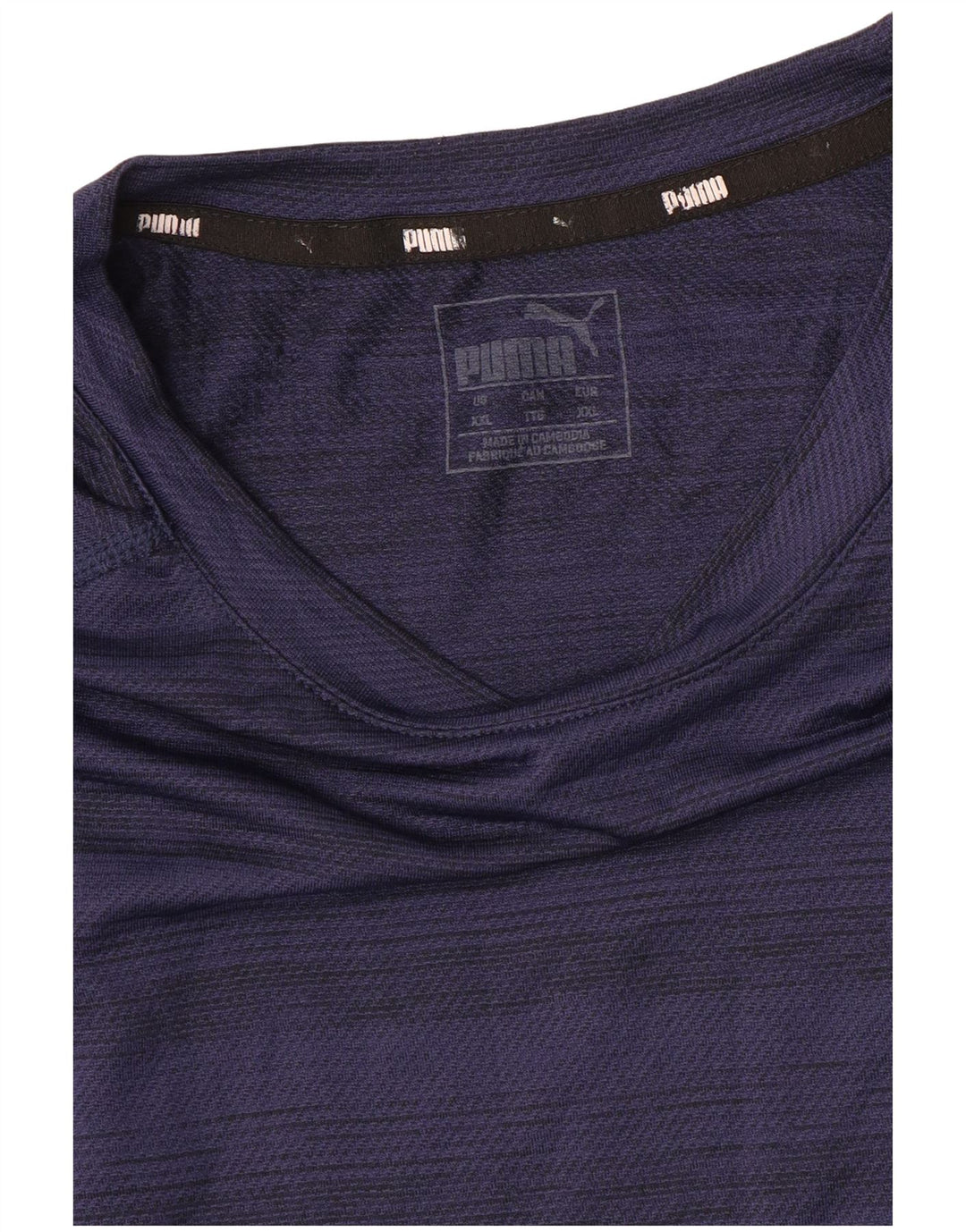 PUMA Mens T-Shirt Top 2XL Navy Blue Striped