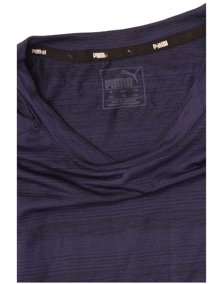 PUMA Mens T-Shirt Top 2XL Navy Blue Striped