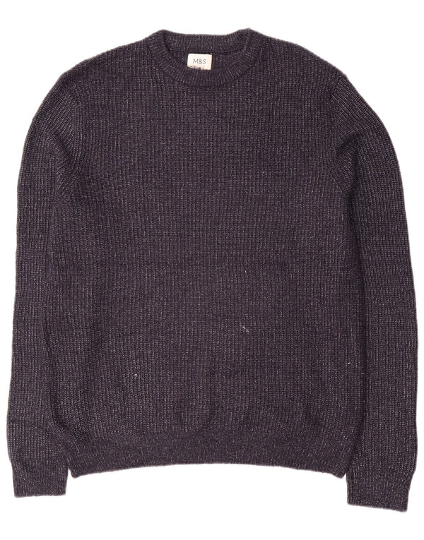 Marks & Spencer Mens Crew Neck Jumper Sweater Medium Navy Blue Flecked