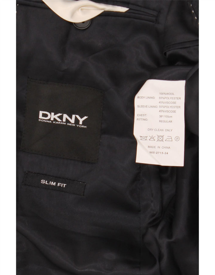 Dkny Mens 2 Button Slim Fit Blazer Jacket UK 38 Medium Navy Blue Wool