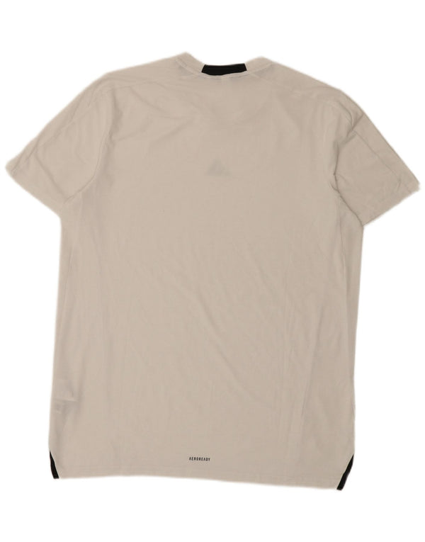 Adidas Mens T-Shirt Top Large White Polyester Sports