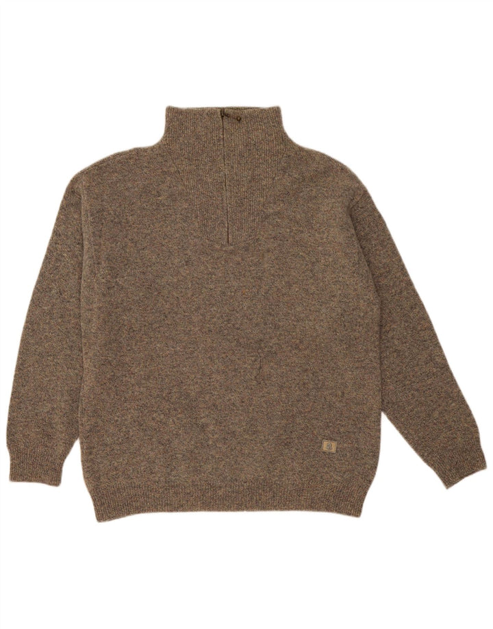 Invicta Mens Zip Neck Jumper Sweater Large Grey Flecked Wool