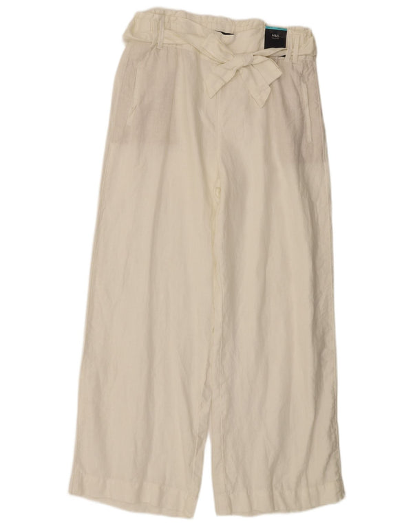 Marks & Spencer Womens Wide Leg Chino Trousers UK 14 Large W34 L30 White