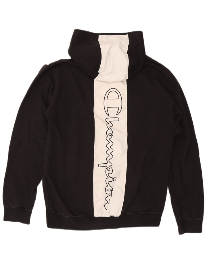 CHAMPION Mens Graphic Hoodie Jumper XL Black Colourblock