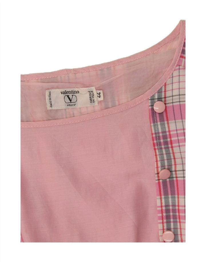 VALENTINO Womens Pleated Basic Dress IT 44 Medium Pink Check Vintage Valentino and Second-Hand Valentino from Messina Hembry 