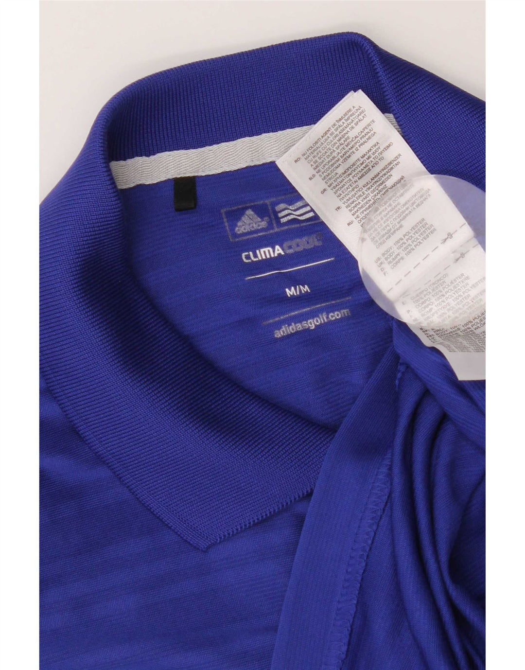 Adidas Mens Climacool Polo Shirt Medium Blue Pinstripe Polyester