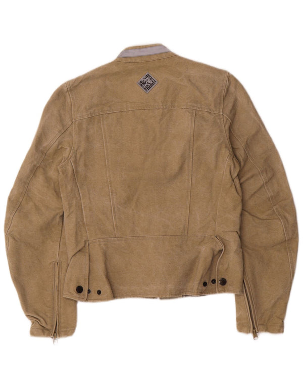 Tucano Urbano Womens Racer Jacket UK 10 Small Beige Cotton