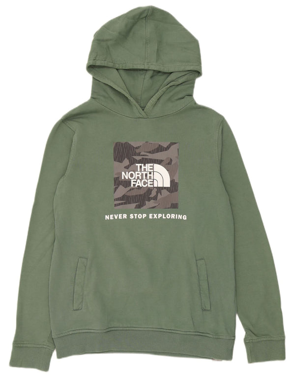 The North Face Boys Graphic Hoodie Jumper 15-16 Years 2XL Green Cotton
