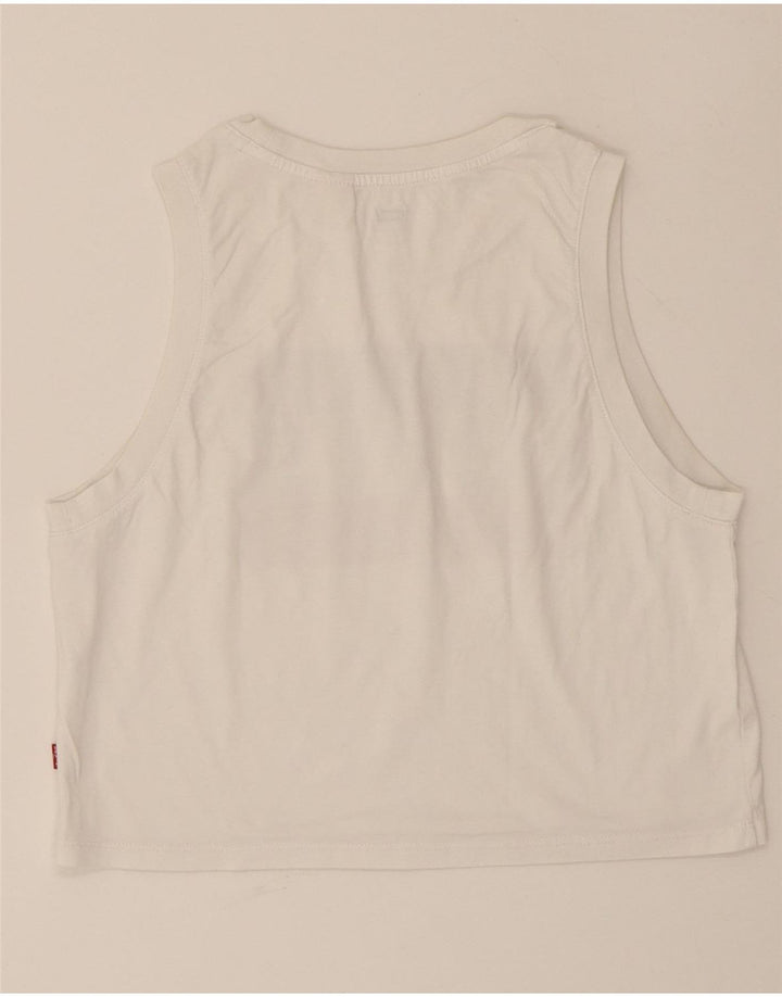 LEVI'S Womens Graphic Vest Top UK 10 Small White Vintage Levi's and Second-Hand Levi's from Messina Hembry 