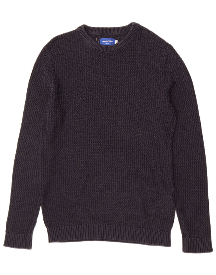 Jack & Jones Mens Crew Neck Jumper Sweater Medium Navy Blue Acrylic