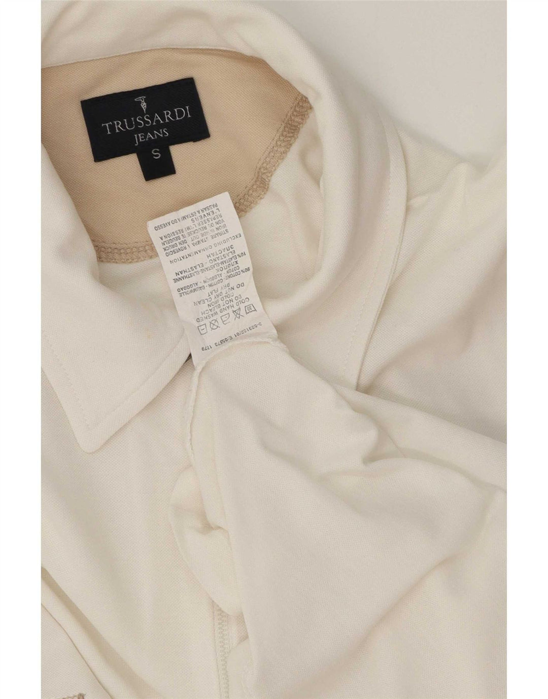 Trussardi Jeans Mens Polo Shirt Small White Cotton