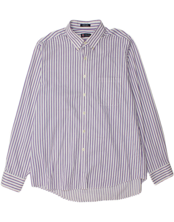 CHAPS Mens Classic Fit Shirt Size 17 17 1/2 XL Purple Striped Cotton