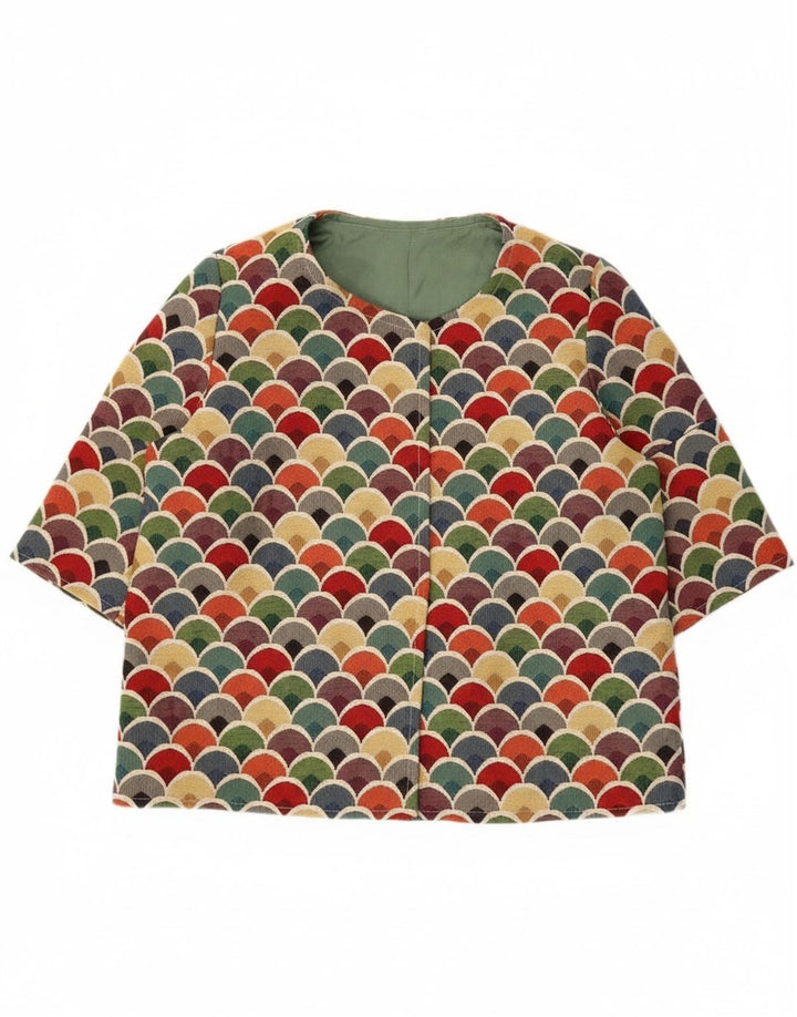 Vintage Womens 3/4 Sleeve Blazer Jacket UK 12 Medium Multicoloured