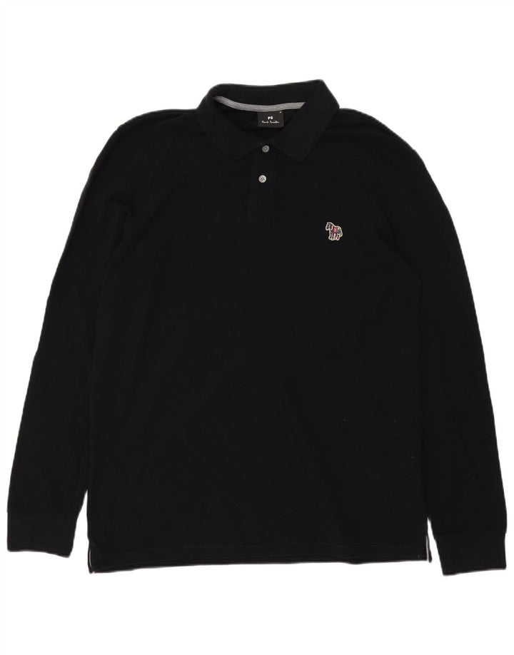 Paul Smith Mens Long Sleeve Polo Shirt Medium Black