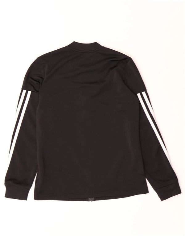 ADIDAS Girls Tracksuit Top Jacket 11-12 Years Black Polyester