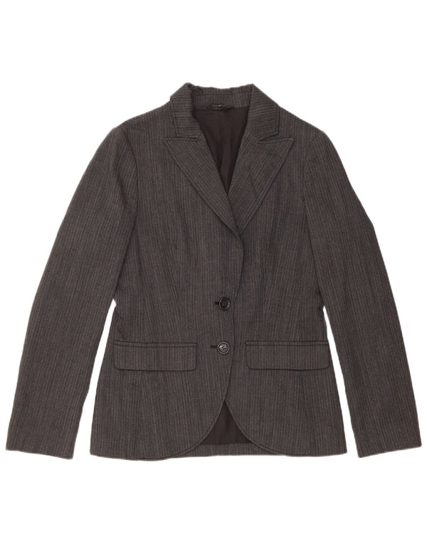 Vintage Womens 2 Button Blazer Jacket IT 42 Medium Grey Wool