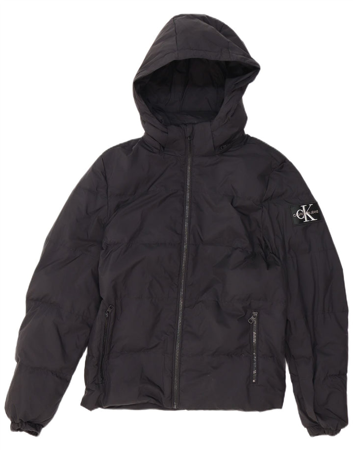 CALVIN KLEIN JEANS Mens Hooded Padded Jacket UK 34 XS Black Polyester