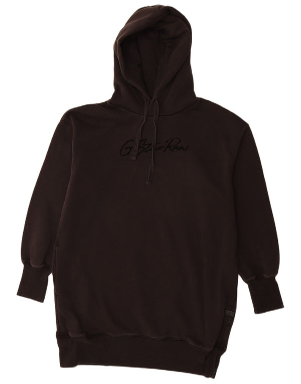 G-Star Womens Graphic Oversized Hoodie Dress UK 14 Medium Black Cotton