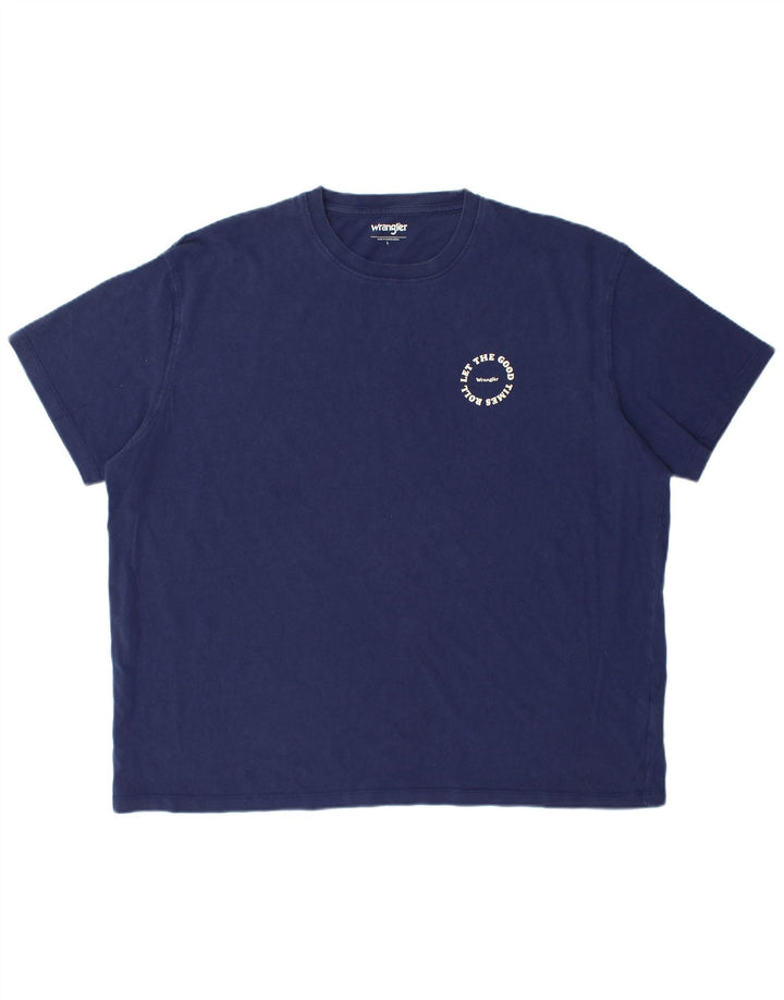 WRANGLER Mens T-Shirt Top Large Navy Blue Cotton
