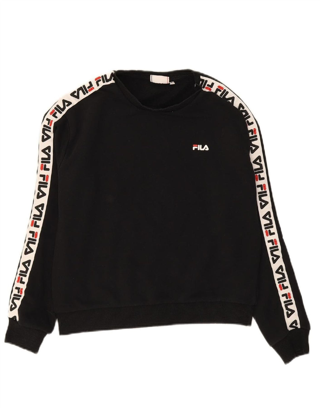FILA Womens Oversized Sweatshirt Jumper UK 10 Small Black Colourblock