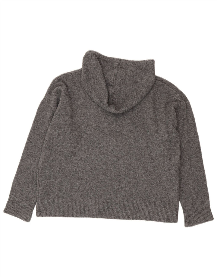 Zara Womens Oversized Hooded Jumper Sweater UK 10 Small Grey Polyester