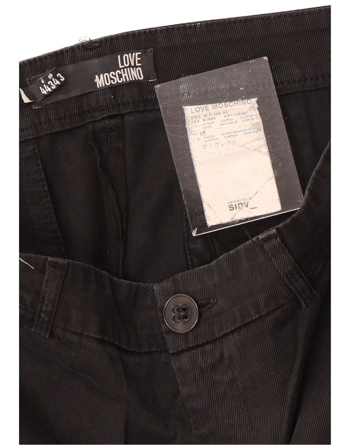 MOSCHINO Womens Straight Chino Trousers W34 L29 Black Cotton