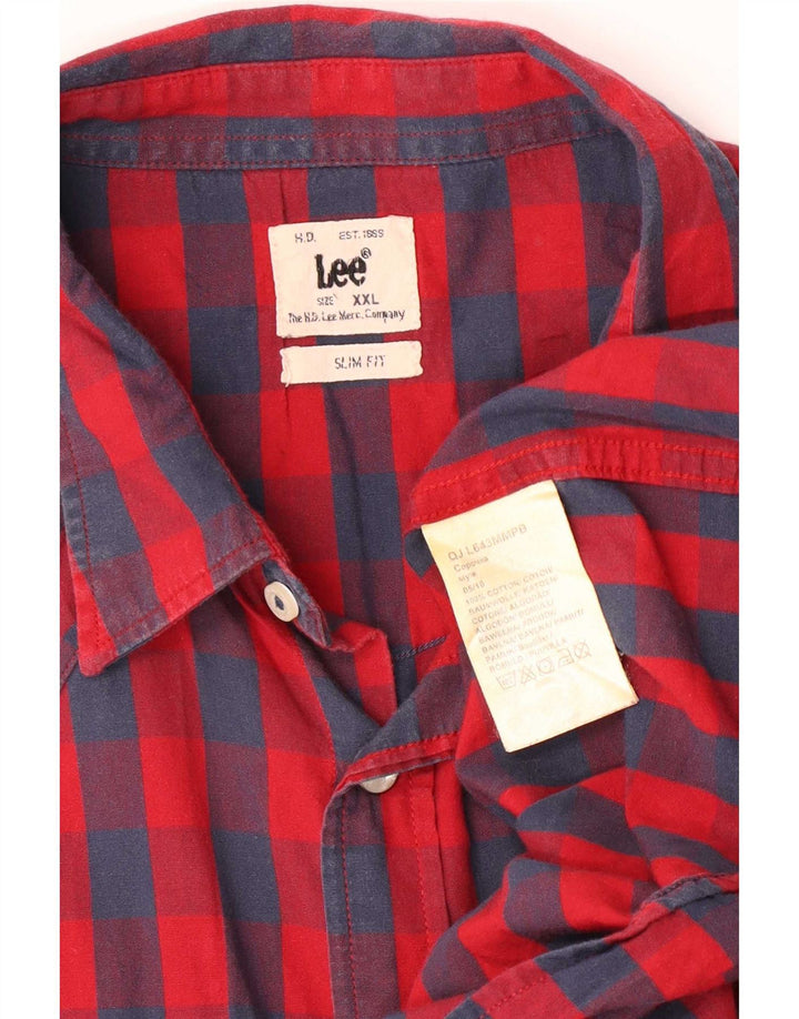 Lee Mens Slim Fit Shirt 2XL Red Check Cotton