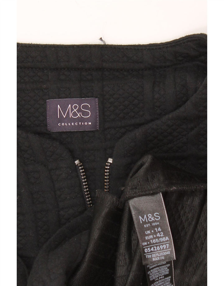 MARKS & SPENCER Womens Crop Blazer Jacket UK 14 Medium Black Polyester