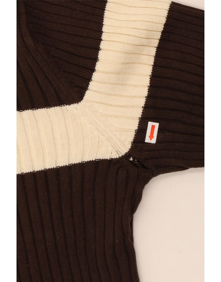 TOMMY HILFIGER Womens Button Neck Jumper Sweater UK 18 XL Brown