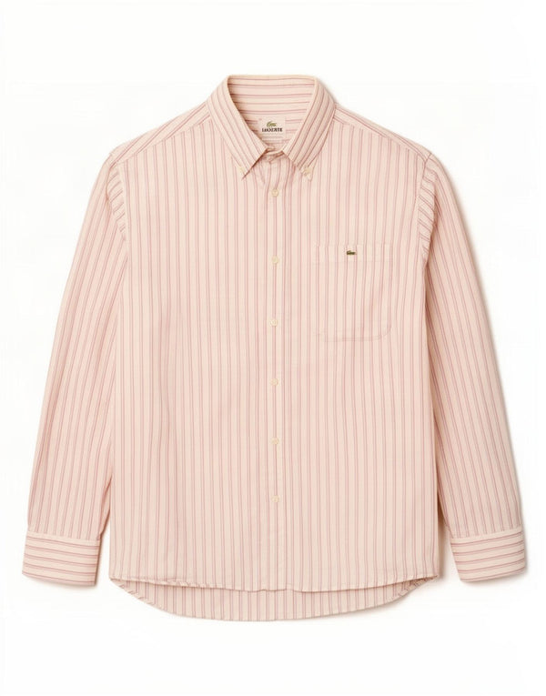 Lacoste Mens Shirt Size 40 Medium White Striped Cotton
