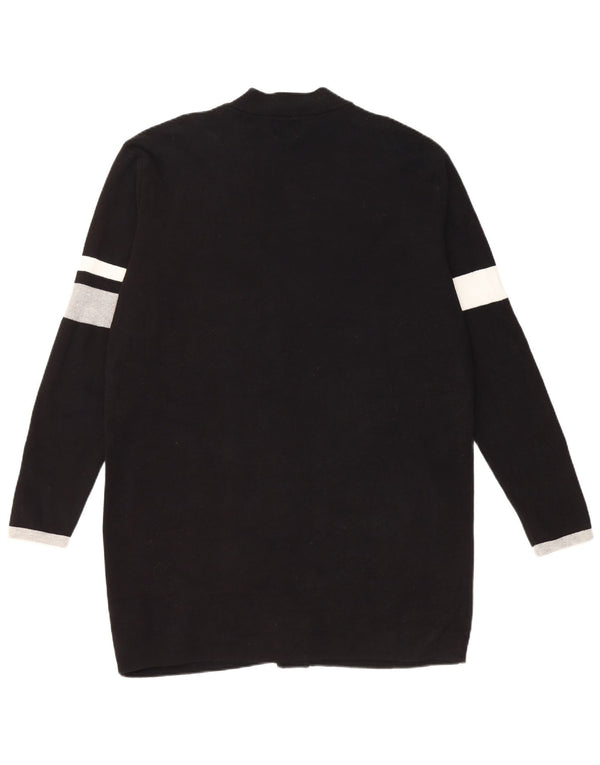 Zara Womens Longline Cardigan Sweater EU 42 Large Black Colourblock Cotton