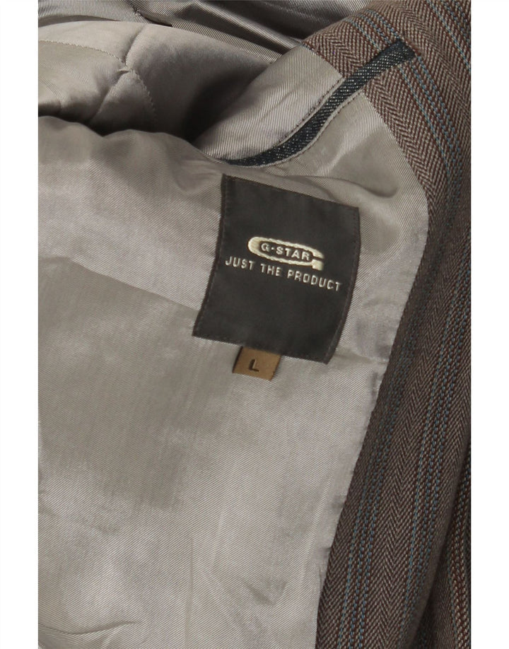 G-Star Mens Graphic 2 Button Blazer Jacket UK 40 Large Grey Striped