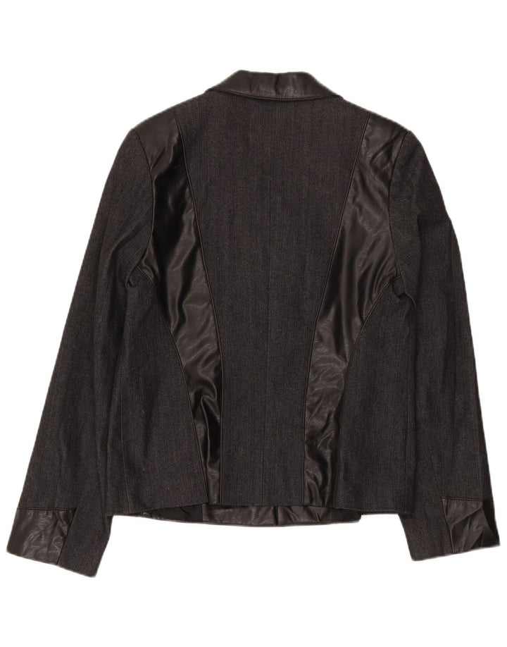 JONES Womens 3 Button Blazer Jacket UK 12 Medium Black Colourblock Cotton