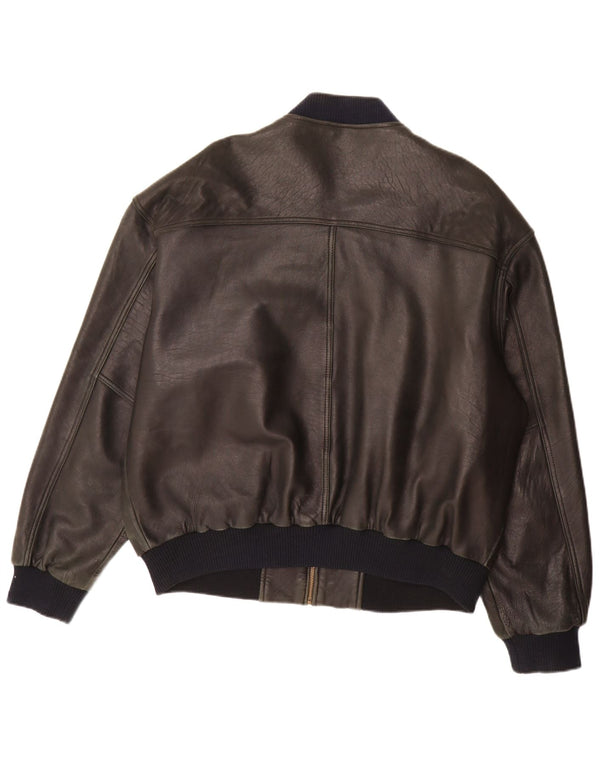 Trapper Mens Leather Jacket IT 54 2XL Black