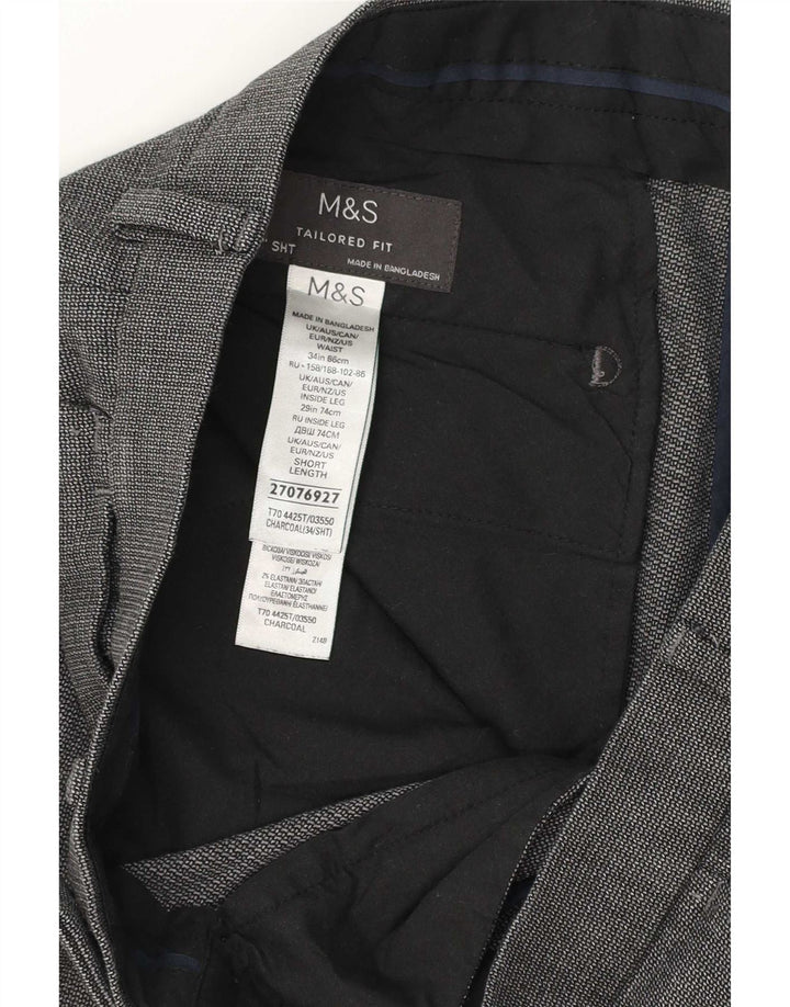 Marks & Spencer Mens Tailored Fit Suit Trousers W34 L28 Grey Polyester